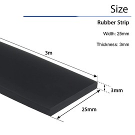 Rubber Strips, Neoprene Rubber Mat, Solid Rubber Profile Rubber Plate for Seals, Flooring Protection, Vibration Protection, Cover, DIY (25 mm x 3 mm x 3 m)
