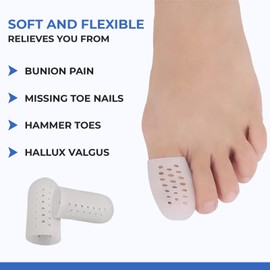 Happy Feet 6 Pcs Toe Caps - Toe Protectors for Big Toe Pain - Both Men and Women Breathable Latex Free Toe Guard - Protective Toe Insert for Bunions