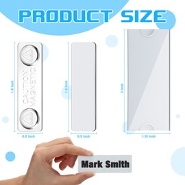 Gersoniel 50 Pieces Magnetic Name Tags Kit Acrylic Name Badge Holders Clear Label Holders with Blank Printable Paper Inserts Magnets Custom Identity for Office