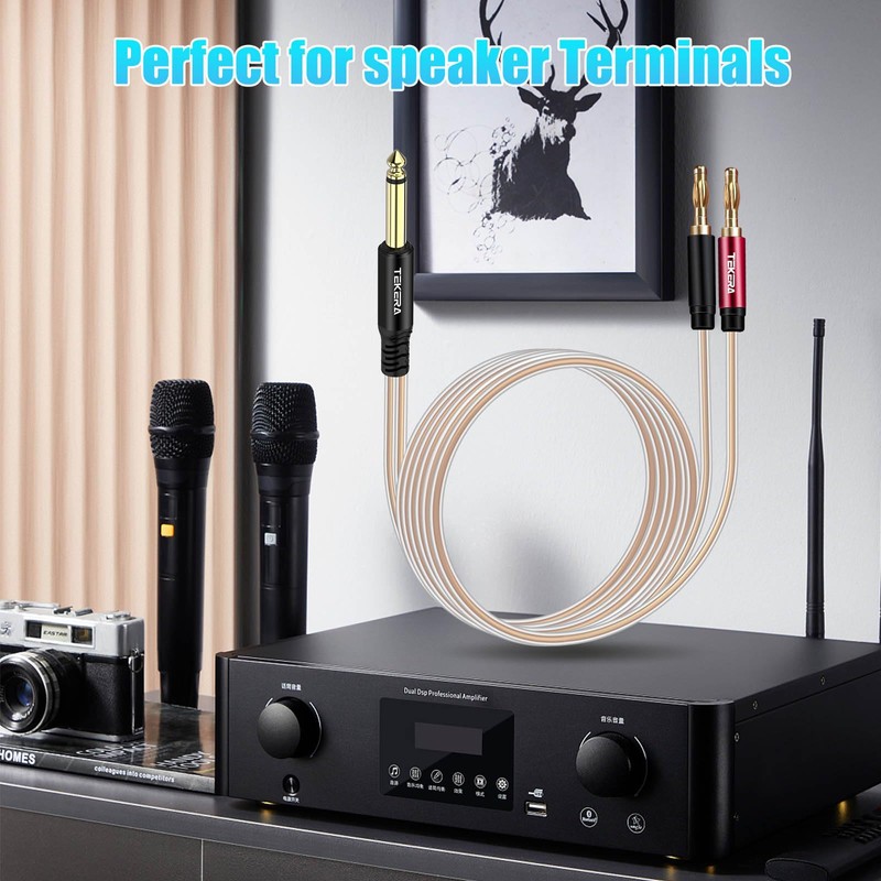 1/4 TS to Banana Plug Speaker Cable,6.35mm to Banana Plug