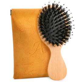 Mini Hair Brush, Travel Small Boar Bristle Hair Brush for Women Gift- Small Portable Compact HairBrush for Girls Kids Women Best Gift, Travel Size for Purse, Vacation, Business Trips & Outings