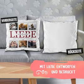 PR Print Royal Cushion with Filling - Design Your Own Photo Collage with Saying - Wir für immer - mit Namen und sechs eigenen Fotos - Gift Idea Photo Cushion | Cushion White, 40 x 40 cm