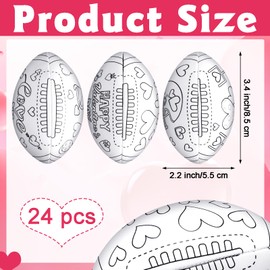 Realspring 24 Pcs Color Your Own Valentine Footballs DIY Valentine's Day Soccer Stress Balls Arts and Crafts Kit for Women Party Gifts