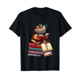 Bearded Dragon Reading Books Matching Bookworm Librarian T-Shirt