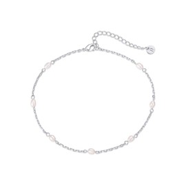 Anklet for Women Layered Anklets Women Double Heart Silver Bohemian Pearls Flat Chain Ankle Bracelet Charm Beaded Dainty Foot Jewelry Heart Charm Dainty Layer Anklets Trendy, One Size, Zinc, no