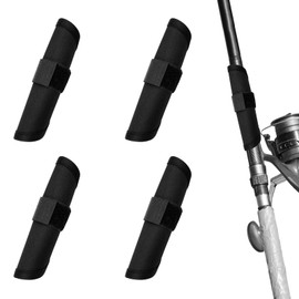 4pcs Fishing Lure Wraps, Lure Wrap Covers Nylon Lure Wrap 5.9 Inch Lure Hook Covers Fishing Rod Glove for Fishermen Safe Fishing (Black)