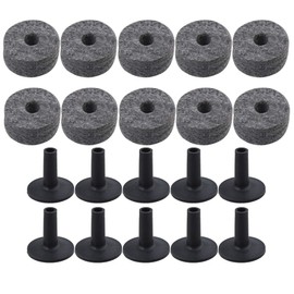 Yibuy 10pcs Black Drum Set Replacement Parts Felt Washer+Plastic Long Cymbal Sleeve with Flange Base