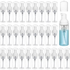 Xaztr 30Pcs Foam Dispenser Bottle, 50ml Travel Soap Bottle, Plastic Mini Empty Refillable Bottle with Pump BPA Free Mini Dispenser Pump Bottles for Travel Hand Soap Shampoo
