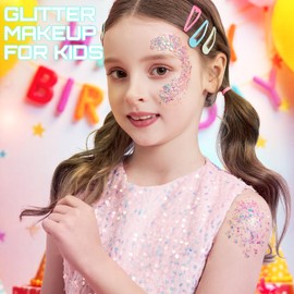 Teenitor Clear White Body Glitter Gel, Glow in The Dark Glitter, Sparkly Hair Glitter Mermaid Face Glitter for Kids, Glow in The Dark Body Paint for Glow Party UV Black Light Concerts Raves Cheer