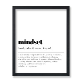 Poster Master Dictionary Art Poster - Definition of Mindset Print - Typography Art - Motivational Art - Gift for Him & Her - Inspiring Decor for Bedroom, Living Room or Dorm, 11x14 Black Framed
