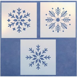 Snowflake Set 1 Stencil - 3 Stencil Set, Each Stencil 4" x 4" Holiday Decoration Stencil Painting Christmas Cards Winter DIY Art & Craft Reusable Flexible Template 10 mil Mylar - The Artful Stencil