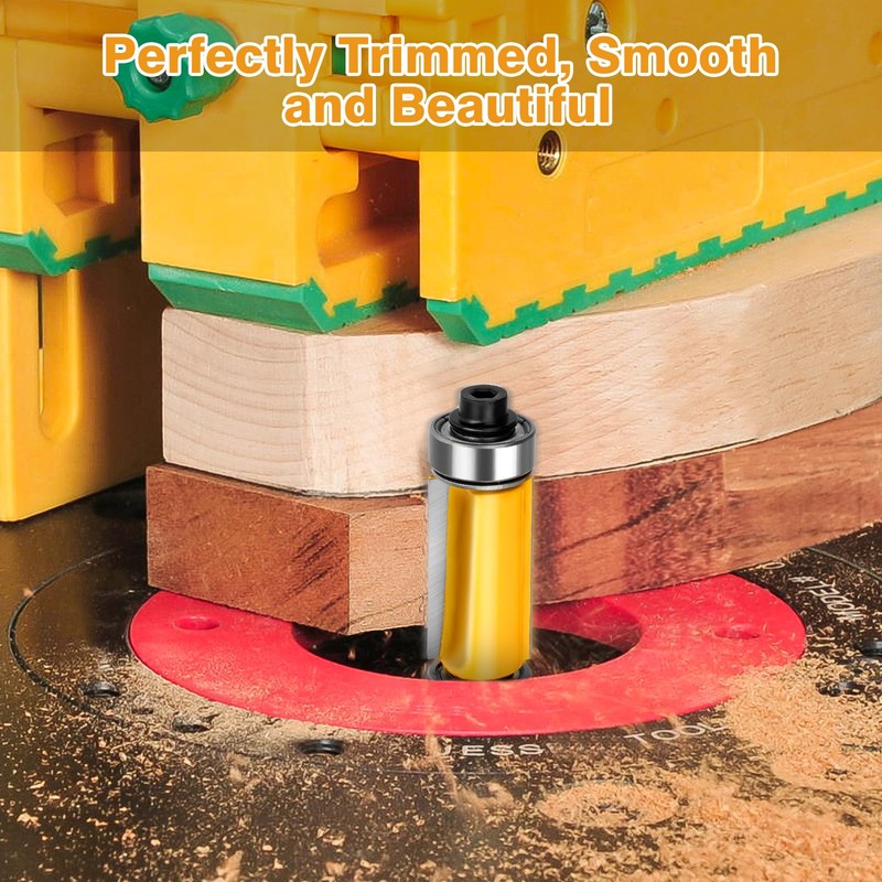 SUNJOYCO 5PCS Pattern Flush Trim Router Bits, 1/4" Shank Top