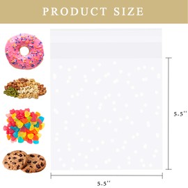 Morepack Self Sealing Cellophane Bags,200 Pcs Clear Cookie Bags Resealable Cellophane Bag for Packaging Bakery,Favors, (5.5"x5.5")