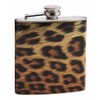 6oz Hip Flask - Leopard Pattern Print Design - Pocket
