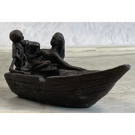 Nude Lady Skeletal Figural on Boat Bronze Ashtray Sculpture Figurine Figure Sale Home Décor Artwork Handcrafted by Think Bronze