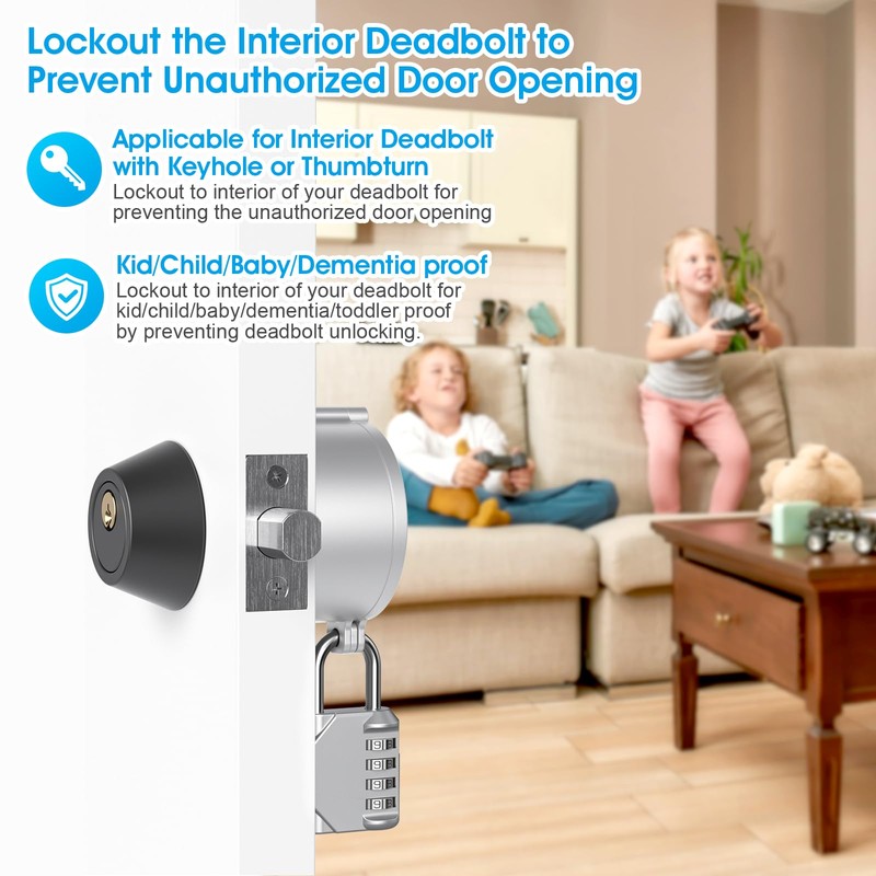AST Round Deadbolt Lockout Device with 4-Digit Combination Padlock, No