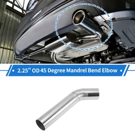 TUCKBOLD 2.25" OD 45 Degrees Mandrel Bend Elbow T304 Stainless Steel Exhaust Tube Pipe Piping Surface Polishing Silver Tone