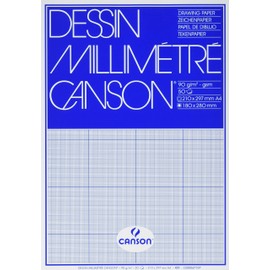 Canson A4 90 GSM Short Side Glued Pad Blue Print Millimetre Drawing Paper (Pack of 50 Sheets)