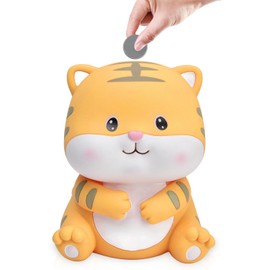 Tissting Tiger Piggy Bank, Resin Coin Storage Pot Anti-Slip Decorative