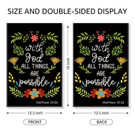 Gkodw With God All Things Are Possible Garden Flag, Funny Scripture Yard Flag for Outside, Floral Religious Garden Flag, Christian Yard Sign Home Décor, Bible Verse Flag