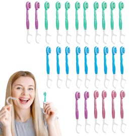 Travel Tooth Brush - Mini Toothbrushes with Toothpaste Tongue Scraper Floss Pick - Toothpaste Toothpick Mini Tongue Scraper for Home Kids Travel Work