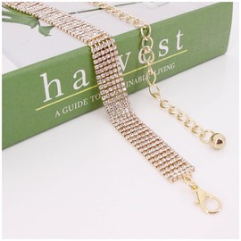 jascaela Women's Sparkle Rhinestonel Chain Belt Glitter Waist Belt for Wedding Dress Formal dress - Gold