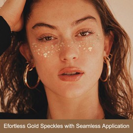 FFWTPY Pack of 6 Glitter Freckles Makeup Patches Glitter Freckles Face Tattoo Golden Sparkling Freckles for Party, Festival, Christmas