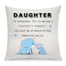 Niceter Daughter Inspirational Throw Pillow Cover from Mom Dad - Children's Pillow Case for Girls - Funny Christmas Birthday Graduation Gift (Daughter-1)