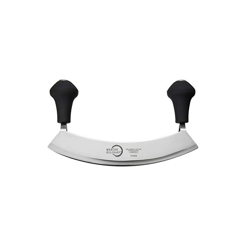 Mercer Culinary Double Blade Rocking Mezzaluna Knife with 2 Knob