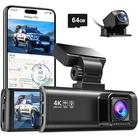 REDTIGER F7N 4K Dual Dash Cam with 64GB Card, Built-in WiFi GPS Front 4K/2.5K and Rear 1080P Dual Dash Camera for Cars,3.18 inch Screen,170° Wide Angle, Parking Monitor, Support 256GB Max - Select: A4