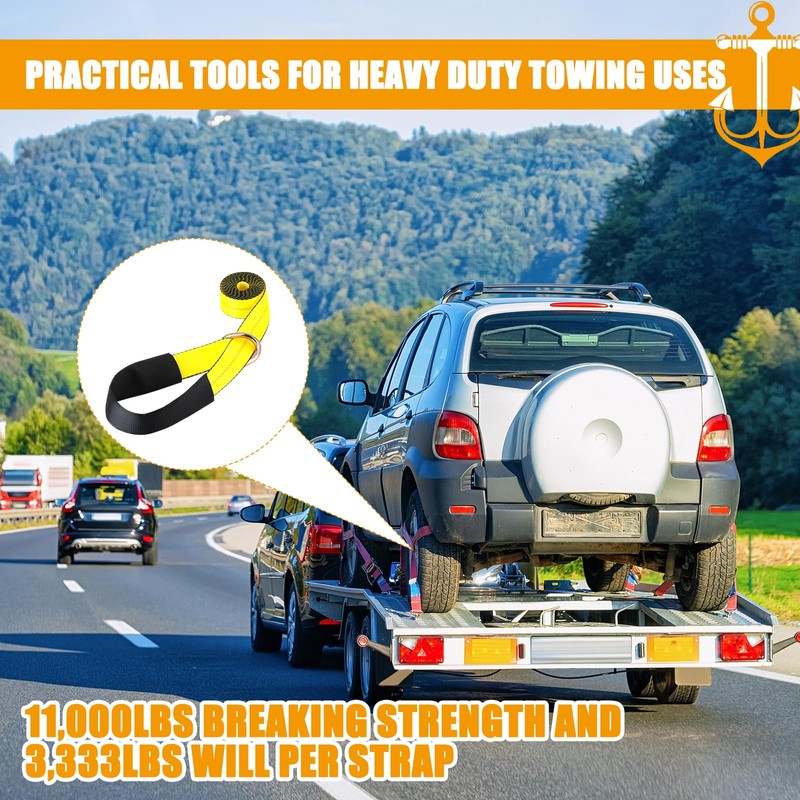 Wowangce 4 Pack Lasso Tow Truck Straps with D Ring