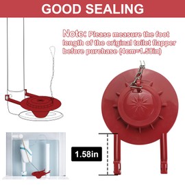 2 Pack 2-Inch Universal Toilet Flapper Replacement Kit - Fits Kohler, Toto, American Standard - High Performance Water-Saving Toilet Tank Flapper with Stainless Chain & Hook, Easy to Install Red