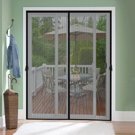 Magnetic Screen Door for 48 x 80 Inch French Door, Screen Itself Size: 50" x 81", Glass Sliding Door Heavy Duty Screen Door Mesh Curtain Keeps Bugs Out for Patio, Sliding Or Large Door