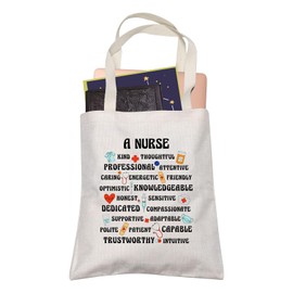 LEVLO Nurse Thank You Gift A Nurse Kind Thoughtful Professional Attentive Shopping Bag Hospital Nurse Tote Bag (A Nurse Kind Thoughtful)