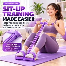 6-Tube Resistance Band Pedal Puller for Home Workouts – Elastic Exercise Equipment for Sit-Ups, Stretching & Yoga