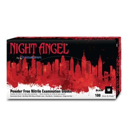 Adenna NGL225 Night Angel 4 mil Nitrile Powder Free Exam Gloves (Black, Medium) - Pack of 10, Count 1000