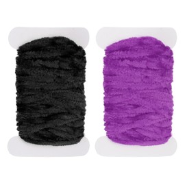 PATIKIL Chenille Fly Tying Total 10 M, 2 Pack Rayon Chenille Fly Tying Materials Line Fly Thread Supplies for Making Fishing Hook Jig Making Fly Patterns Fishing, Black/Purple