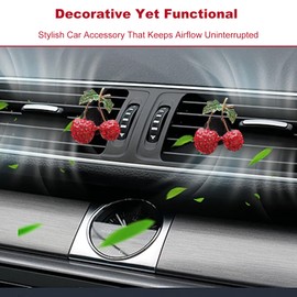 YKEBVPW 2Pcs Cherry Car Accessories Vent Clips Cute Cherries Blossom Air Clips for Cars Rhinestone Bling Car Interior Decorations Stylish Automotive Accessories for Women Decor