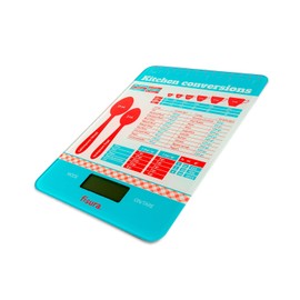 FISURA - Digitale Küchenwaage von Vichy. Original elektronische Waage 5kg/11lbsDigitalwaage Briefwaage mit Tara-Funktion. Glas und ABS. 15 x 22 cm. (Maße für Gebäck)