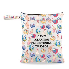 JXGZSO K-pop Music Cosmetic Bag Can't Hear You I'm Listening To K-pop Makeup Bag Album Travel Bag K-pop Lover Gift