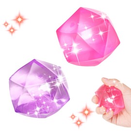 2pcs Big 2.45 Stress Cube Masonry Ice Squishy Stress Balls-Diamond Malt Sugar Ball-Sensory Fidget Toy for Your Best Mellow and Chill-Square Shape Hand Exercise Balls- Age 3 to Adult