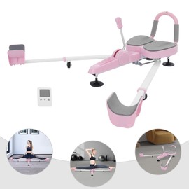 330lbs Capacity Leg Split Machine for Flexibility Training, 180° Adjustable Steel Stretcher with U-Shaped Pads & Portable Wheels, Professional Home Gym Equipment (Pink)