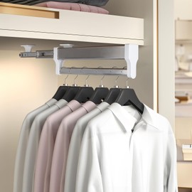 DBREAKS Extendable Clothes Rail for Pull-Out Clothes Hangers, Wardrobe Rail, Adjustable Wardrobe Rail for Closets with a Depth of More than 350 mm