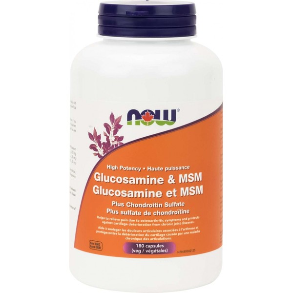 NOW Foods Glucosamine & MSM Plus Chondroitin, 180 Veg Capsules