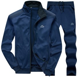 MANTORS Men's 2 Piece Tracksuit Full Zip Running Jogging Sports Sweatsuits 03Blue-2XL