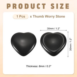 PATIKIL Thumb Worry Stone for Anxiety, 1.2" Natural Heart Crystal Stone, Polished Gemstone Hand Carved Pocket Rock Anxiety Crystals for Women Stress Gifts Meditation, Black