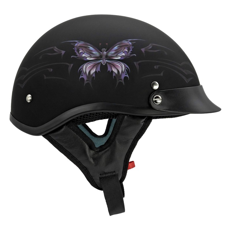 VCAN - V5-15BF23 Cruiser Intricate Butterfly Motorcycle Half Helmet (Flat