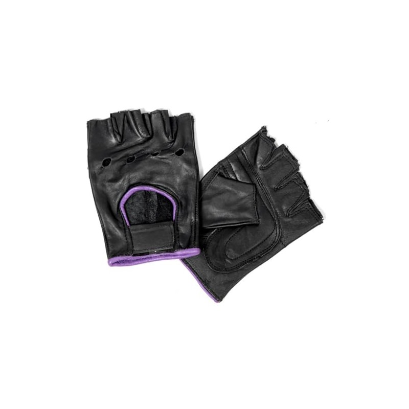 Hot Leathers womens Motorcycle cold weather gloves, Black/Purple, Large