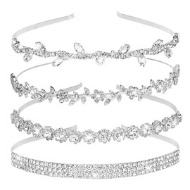 Jaciya Rhinestone Headbands Bridal Headpiece Silver Wedding Hair Accessories Flower Girl Leaves Crown Metal Hair Band Prom Headband
