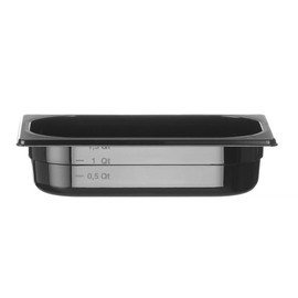 HENDI Gastronorm Container, Temperature Resistant from -40° to 110°C, Scale, Odourless and Tasteless, 1.8 L, Polycarbonate, GN 1/4, 265 x 162 x (H) 65 mm, Black